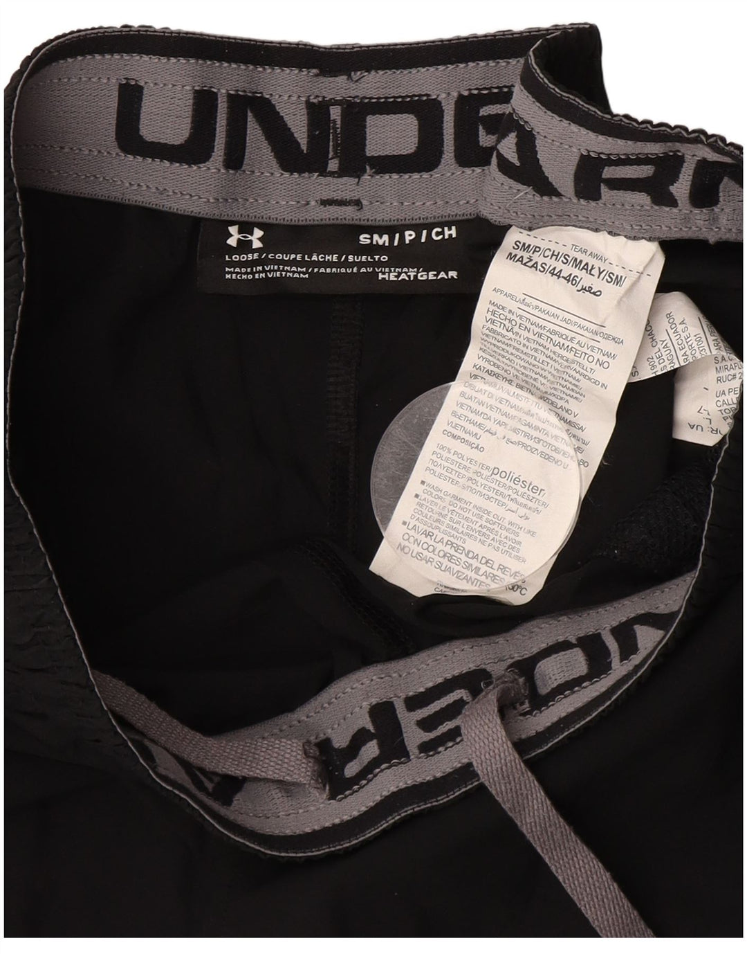 Pantaloncini sportivi Under Armour da uomo con vestibilità ampia e grafica, piccoli, in poliestere nero