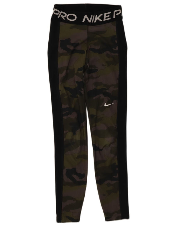 Leggings grafici NIKE da donna Dri Fit UK 4 XS mimetico kaki