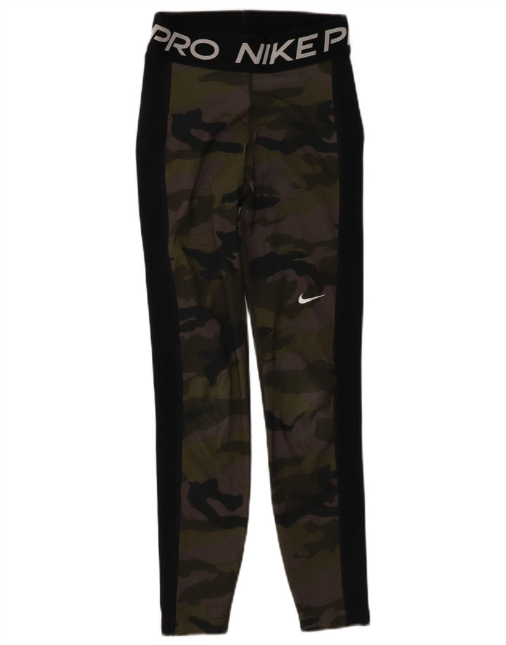 Leggings grafici NIKE da donna Dri Fit UK 4 XS mimetico kaki