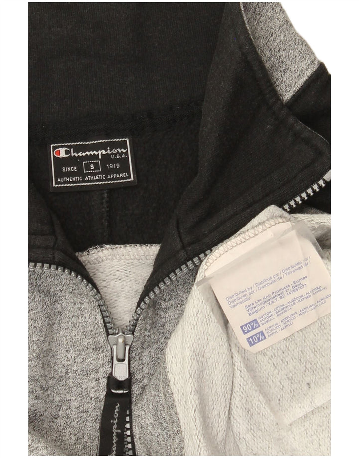 Felpa Champion da uomo con grafica con zip e collo, maglione piccolo grigio a blocchi di colore