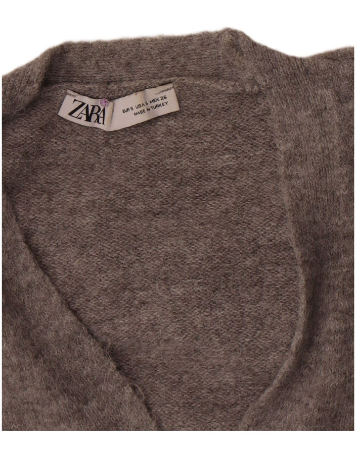 Maglione cardigan corto da donna Zara UK 8 piccolo grigio