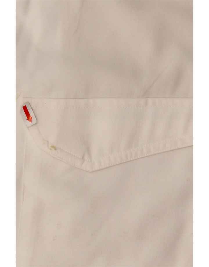 EDDIE BAUER Camicia a maniche corte da uomo XL Poliestere bianco