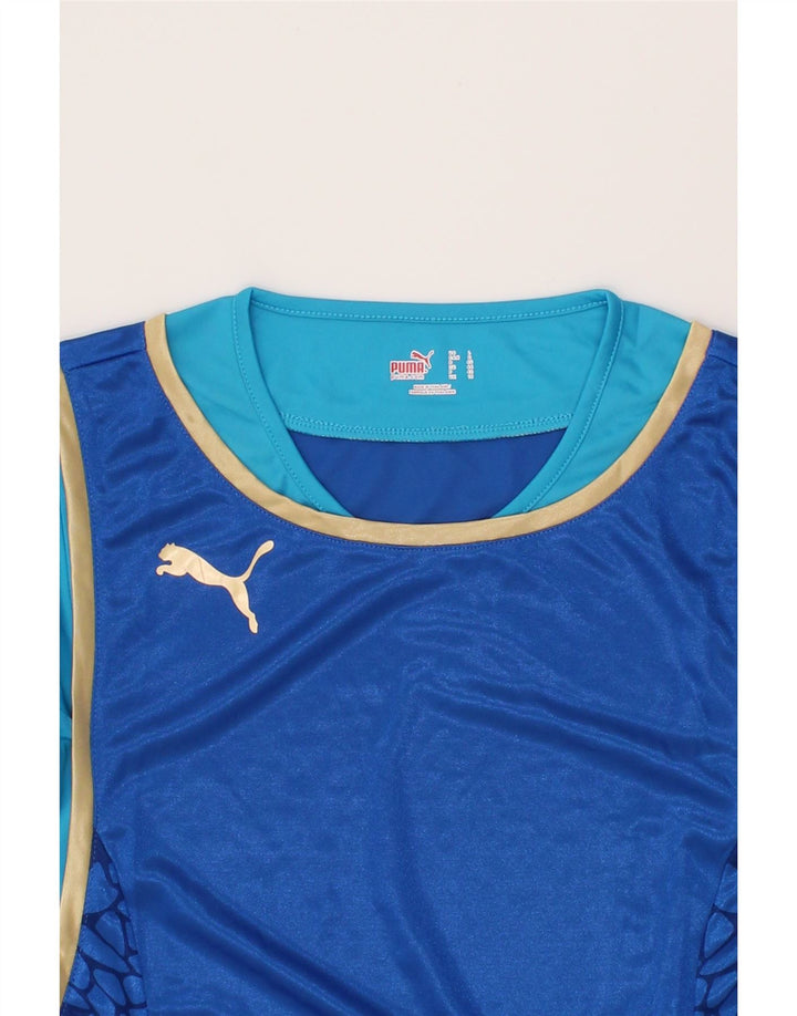 PUMA Womens Top Long Sleeve UK 14 Large Navy Blue Colourblock Polyester Vintage Puma and Second-Hand Puma from Messina Hembry 