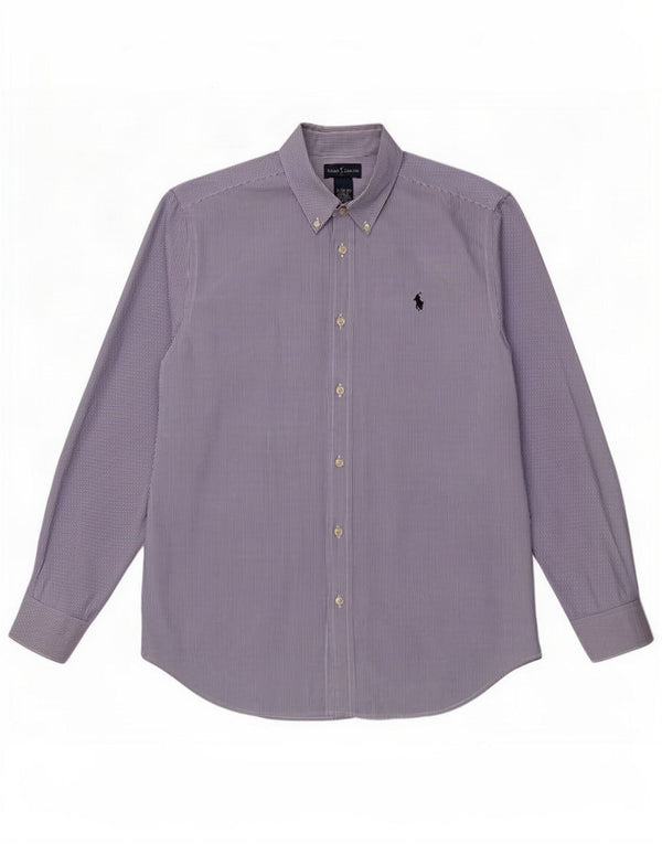 Ralph Lauren Camicia da ragazzo 15-16 anni XL Cotone gessato blu