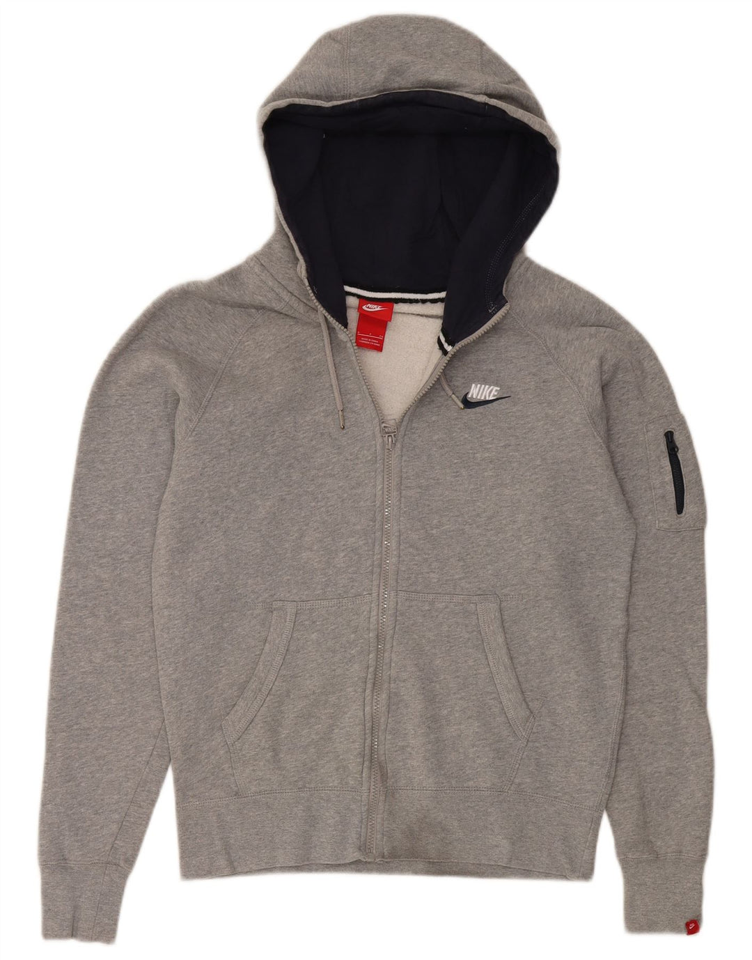 Felpa con cappuccio e zip Nike da uomo piccola in cotone grigio