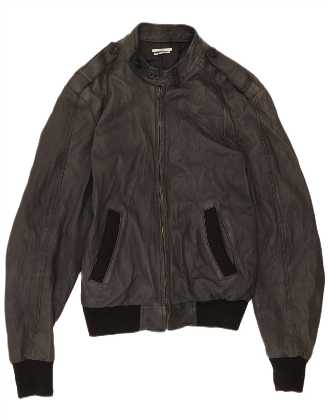 Giacca in pelle militare da uomo Sasch UK 40 grande nera
