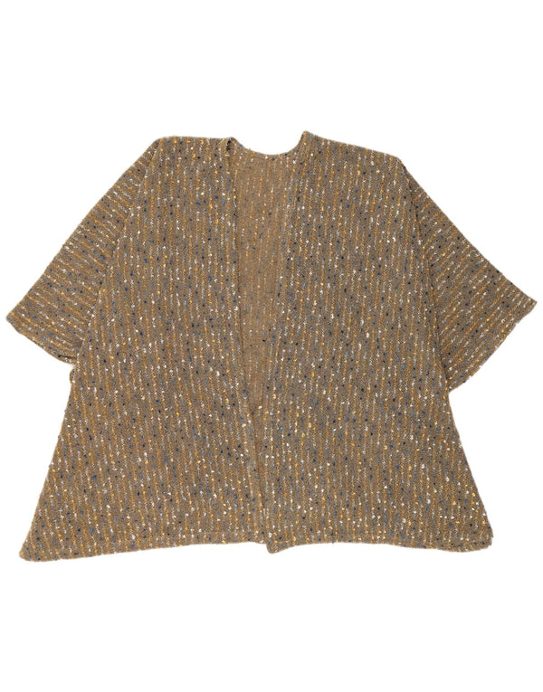 Maglione cardigan con mantella vintage da donna, taglia unica, a righe marroni