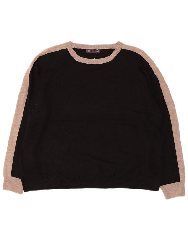 MARKS & SPENCER Maglione da donna con scollo a barca UK 20 2XL Nero
