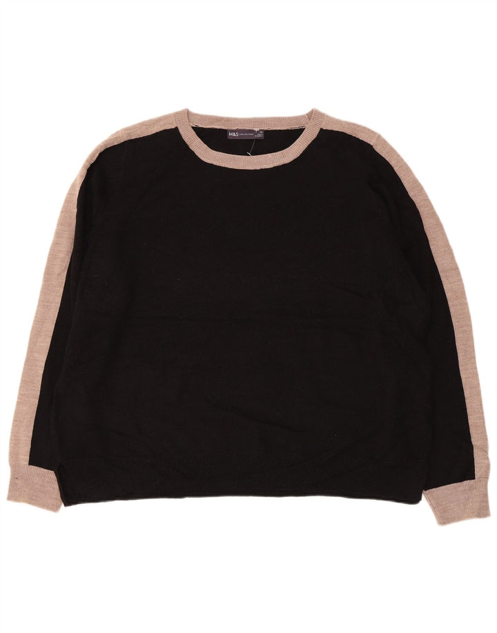 MARKS & SPENCER Maglione da donna con scollo a barca UK 20 2XL Nero