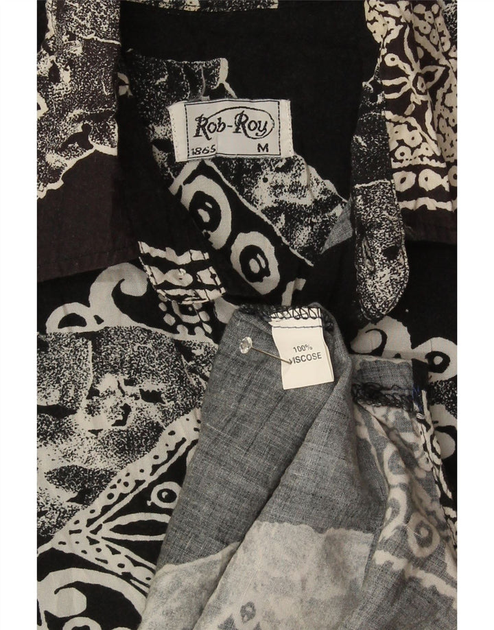 Camicia a maniche corte da uomo Rob Roy in viscosa patchwork nera media