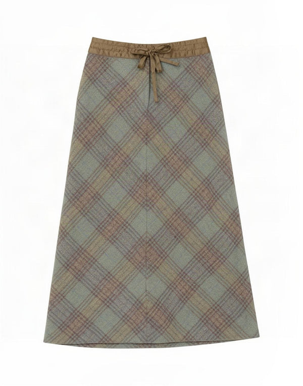 Gonna lunga da donna Boden UK 10 piccola W27 a quadri verdi