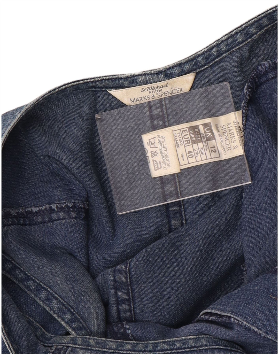 Abito maxi in denim senza maniche da donna Marks & Spencer UK 12 Blu medio