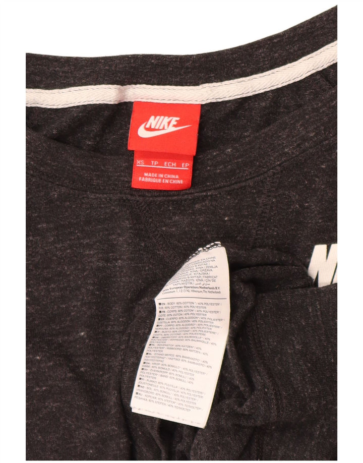 Felpa oversize con grafica Nike da donna UK 6 XS nera chiazzata