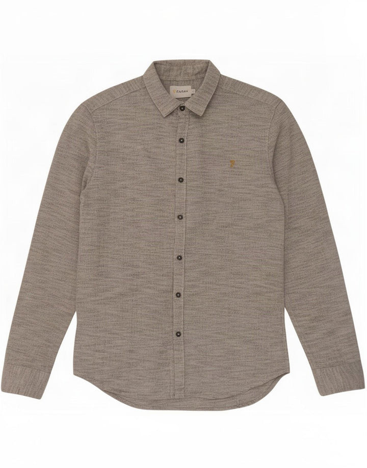 Camicia da uomo Farah in cotone screziato grigio medio