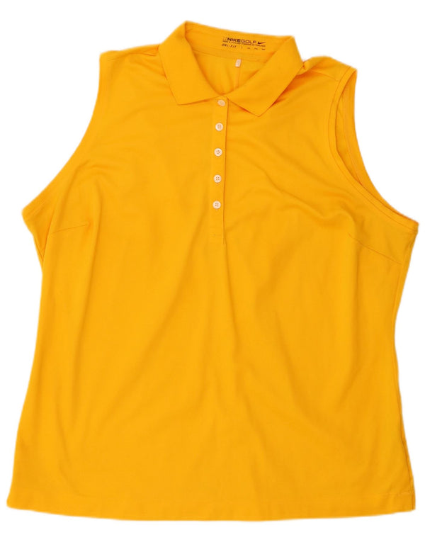 Polo senza maniche Nike Dri Fit da donna UK 20 2XL poliestere giallo