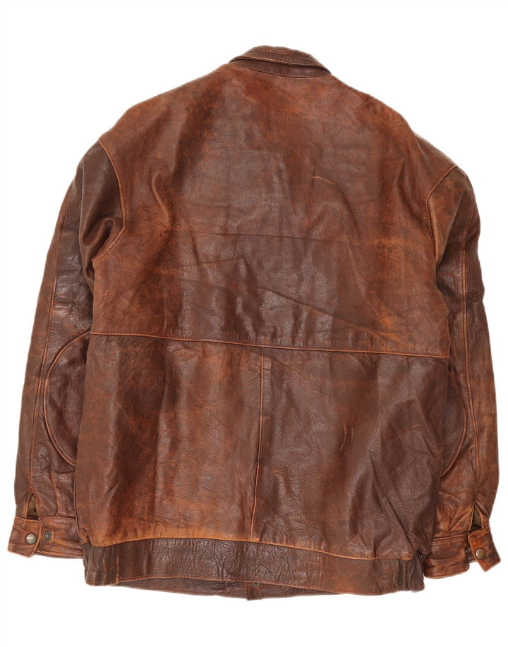 Giacca in pelle vintage da uomo UK 40 grande marrone