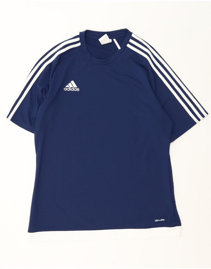 T-shirt Adidas Climalite da uomo Top medio in poliestere blu navy