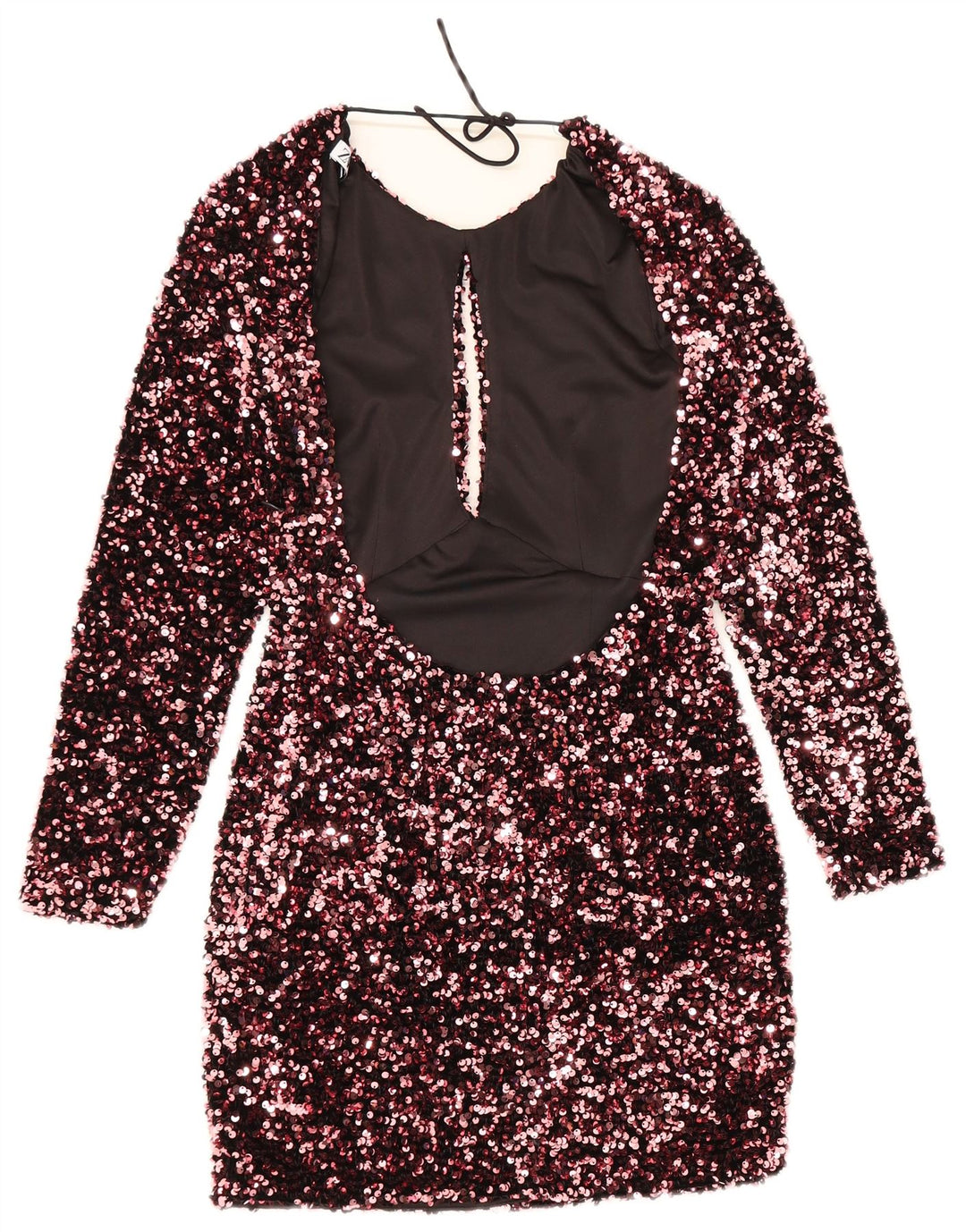 Abito tubino a maniche lunghe da donna Zara UK 8 piccolo poliestere rosa