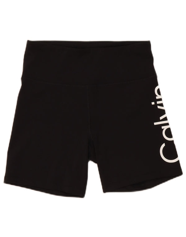 Pantaloncini sportivi grafici da donna Calvin Klein UK 12 poliestere nero medio