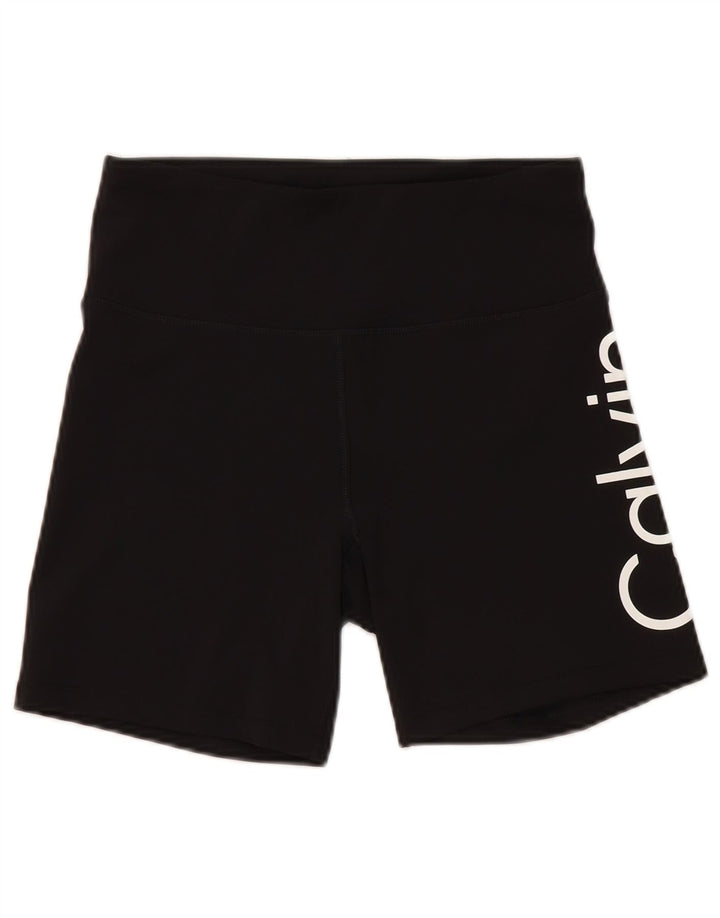 Pantaloncini sportivi grafici da donna Calvin Klein UK 12 poliestere nero medio