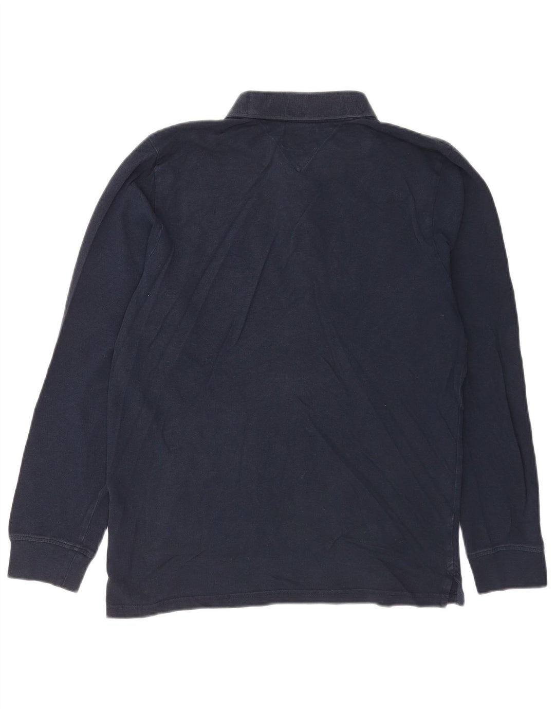 Polo da uomo a maniche lunghe Tommy Hilfiger in cotone blu navy medio