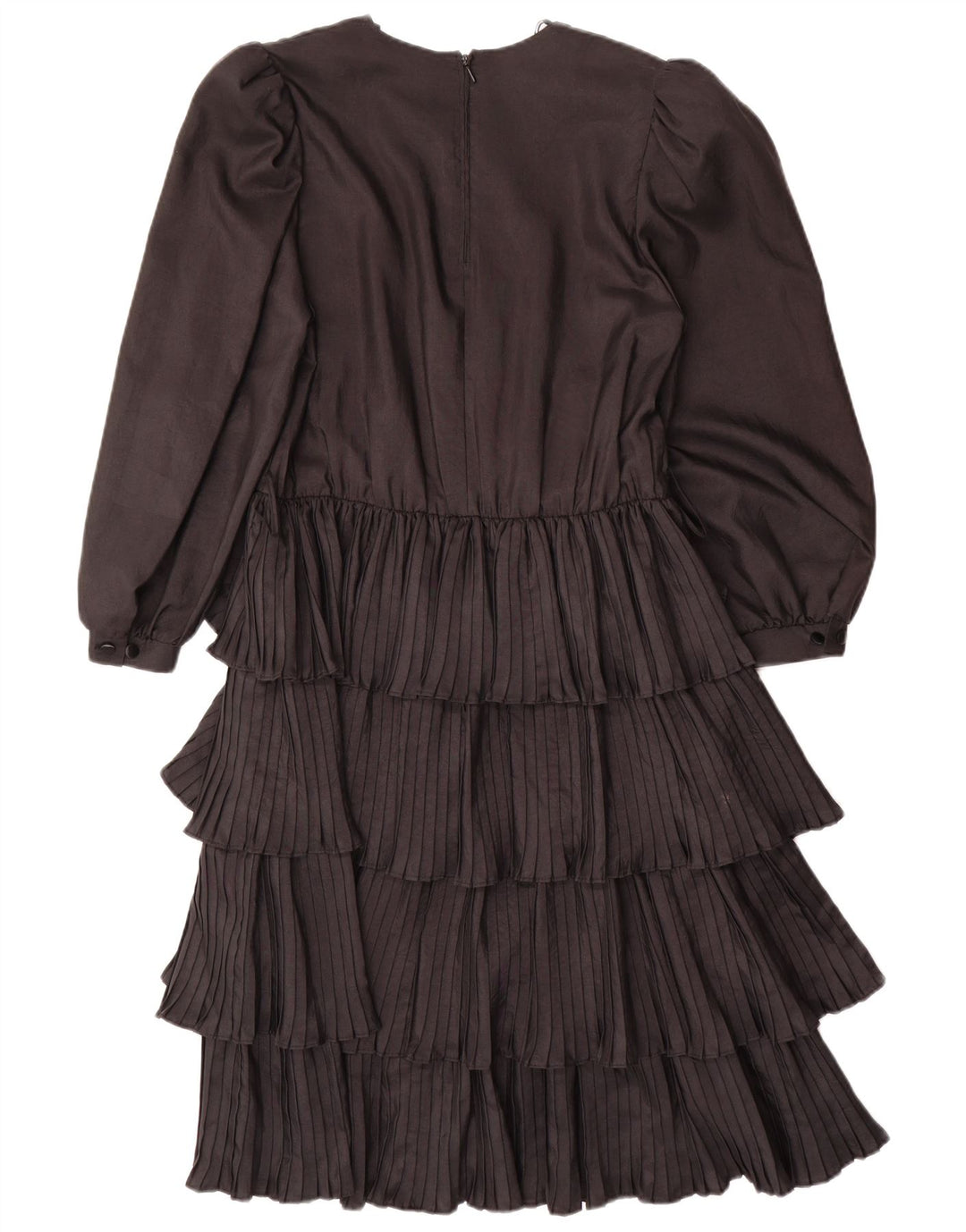 Abito a strati a maniche lunghe da donna VINTAGE EU 36 piccolo poliestere nero