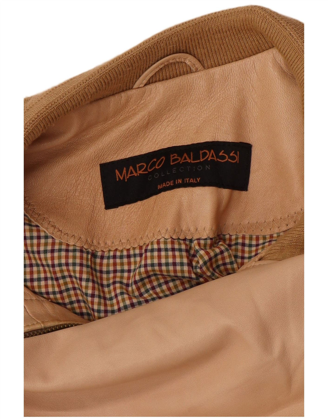 MARCO BALDASSARI Womens Bomber Leather Jacket UK 22 3XL Beige Leather
