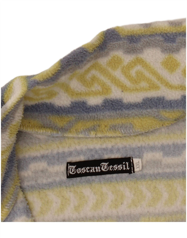 Giacca in pile vintage da donna UK 20 2XL Giallo geometrico