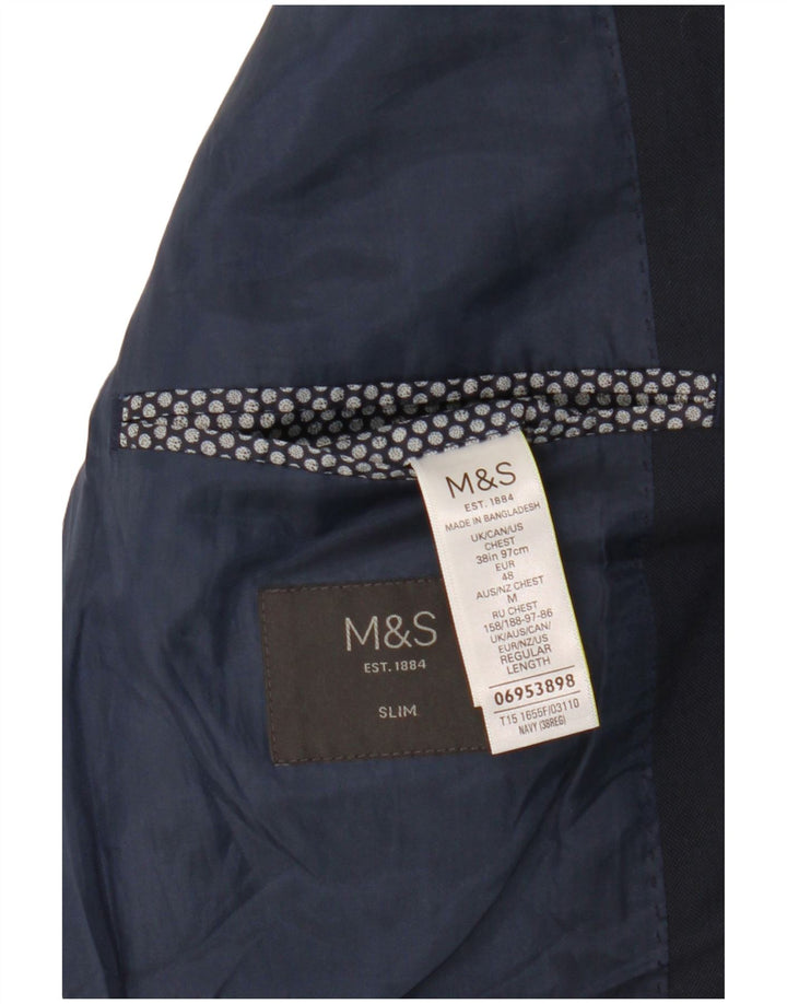 Giacca blazer slim a 2 bottoni Marks & Spencer da uomo UK 38 medio blu navy