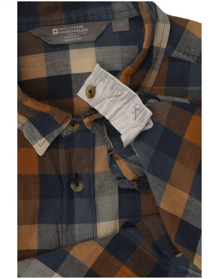 Mountain Warehouse Camicia da uomo a maniche corte in flanella a quadri grandi blu navy