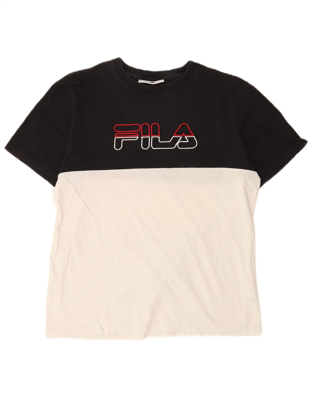 T-shirt grafica da uomo Fila Top in cotone color block medio nero