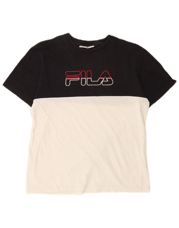 T-shirt grafica da uomo Fila Top in cotone color block medio nero