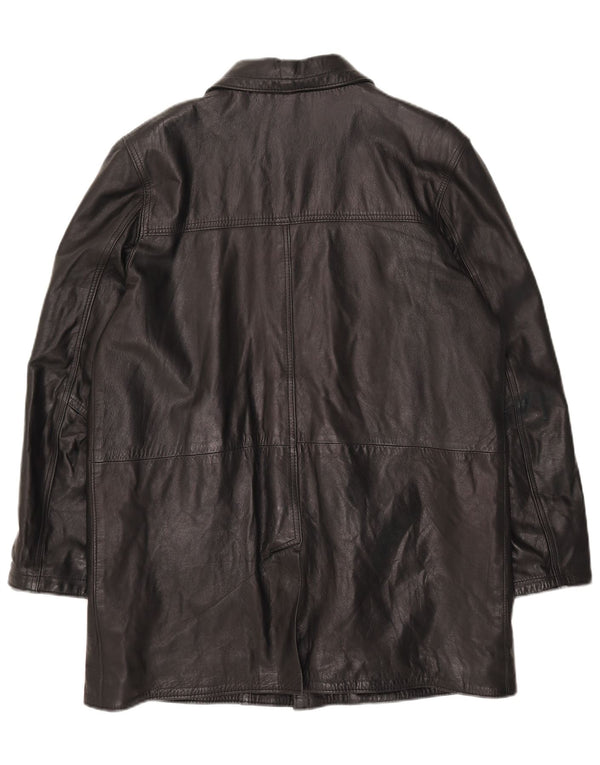 Giacca in pelle oversize da uomo vintage UK 40 grande in pelle nera