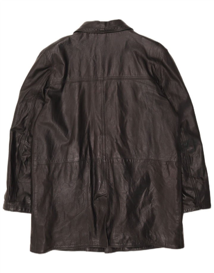 Giacca in pelle oversize da uomo vintage UK 40 grande in pelle nera