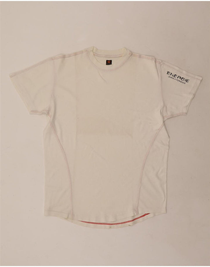 T-shirt grafica da uomo Energie Top in cotone bianco medio