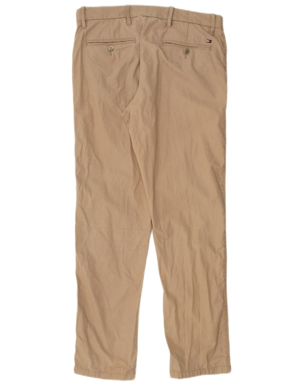 Tommy Hilfiger Mens Straight Chino Trousers W30 L30 Beige Cotton