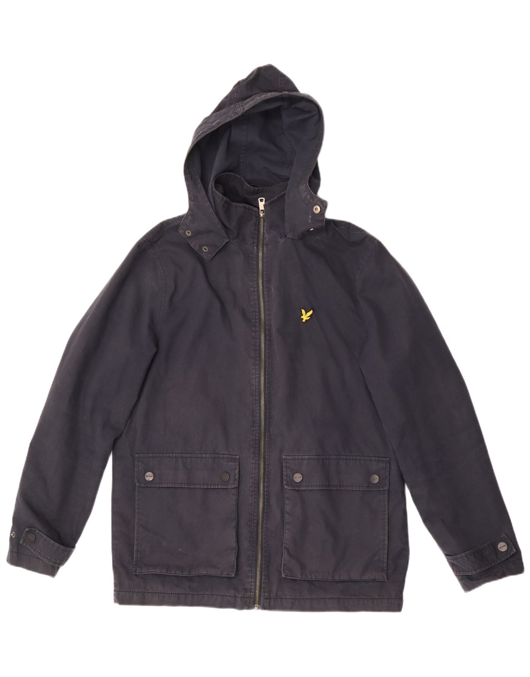 Giacca a vento con cappuccio da uomo LYLE & SCOTT UK 38 medio cotone blu navy