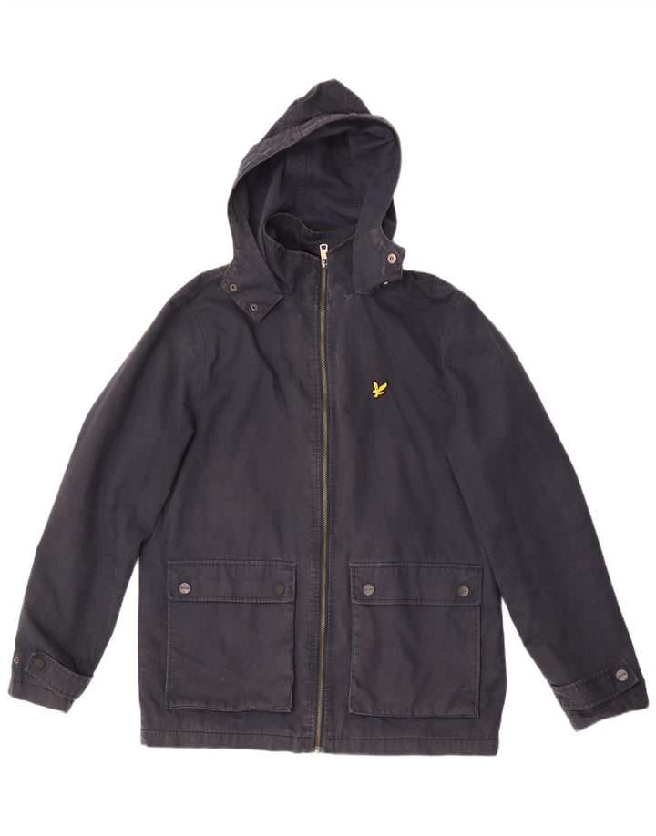 Giacca a vento con cappuccio da uomo LYLE & SCOTT UK 38 medio cotone blu navy