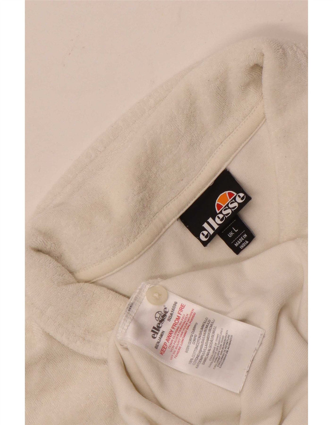 Polo Ellesse da uomo in velluto, grande, cotone bianco