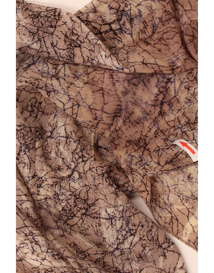 Abito a trapezio vintage da donna con motivo astratto UK 16 grande marrone