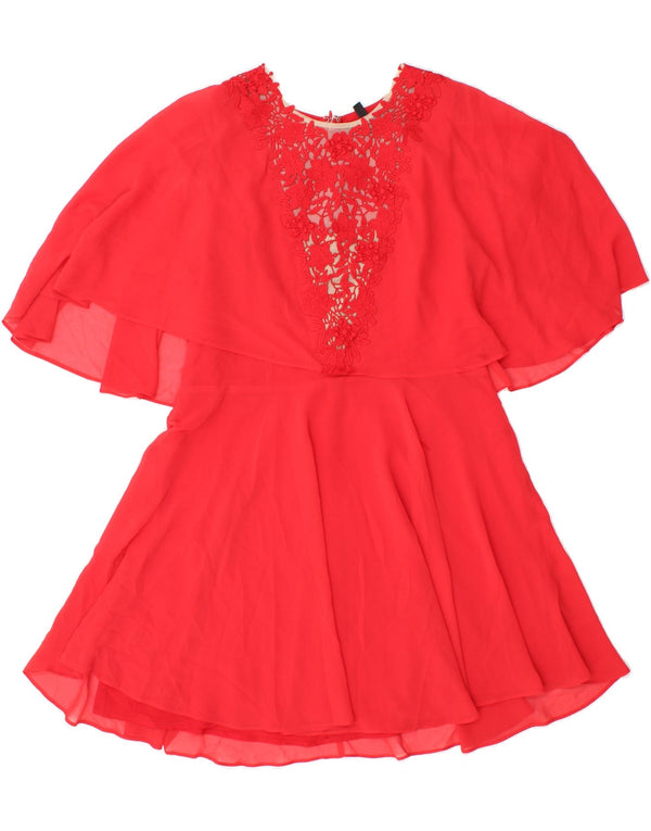 BCBGMAXAZRIA Womens A-Line Dress UK 12 Medium  Red Polyester