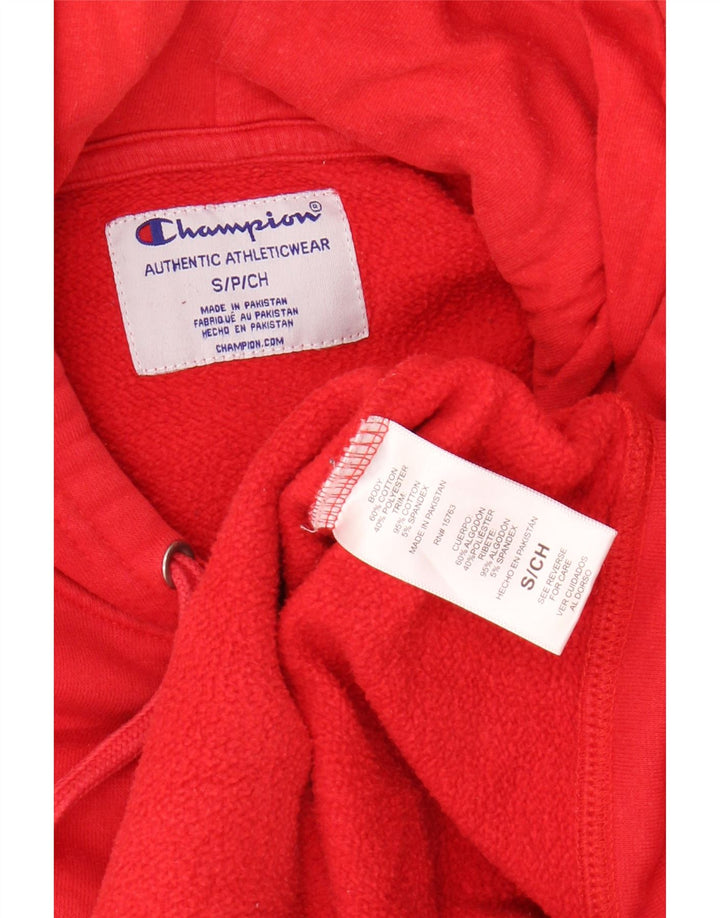 CHAMPION Mens Graphic Hoodie Jumper Small Red Cotton