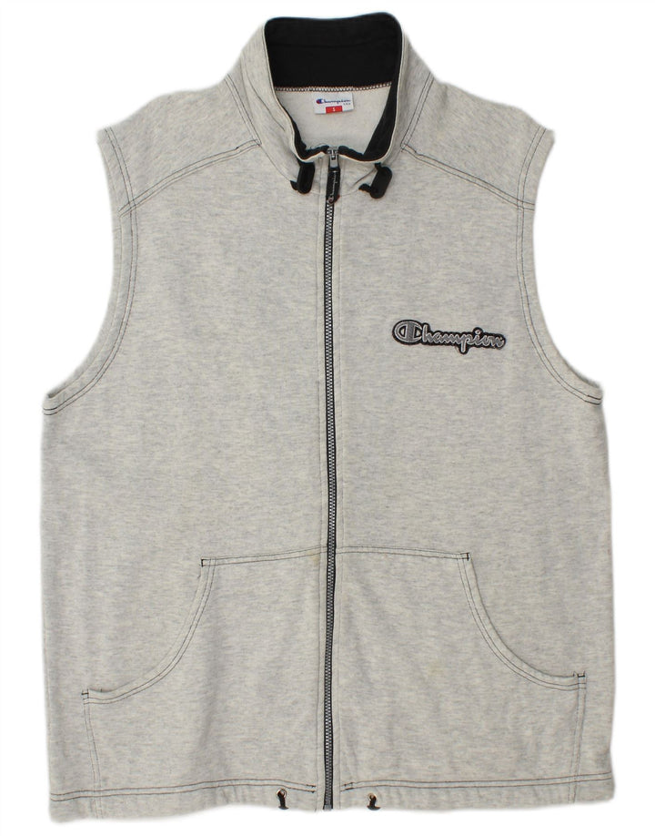 Giacca sportiva senza maniche con grafica Champion da uomo, piccola, in cotone grigio