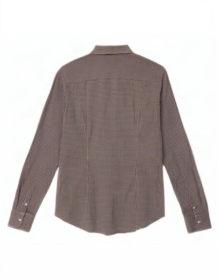 Camicia elasticizzata da donna Tommy Hilfiger US 10 Large in cotone a quadretti nero