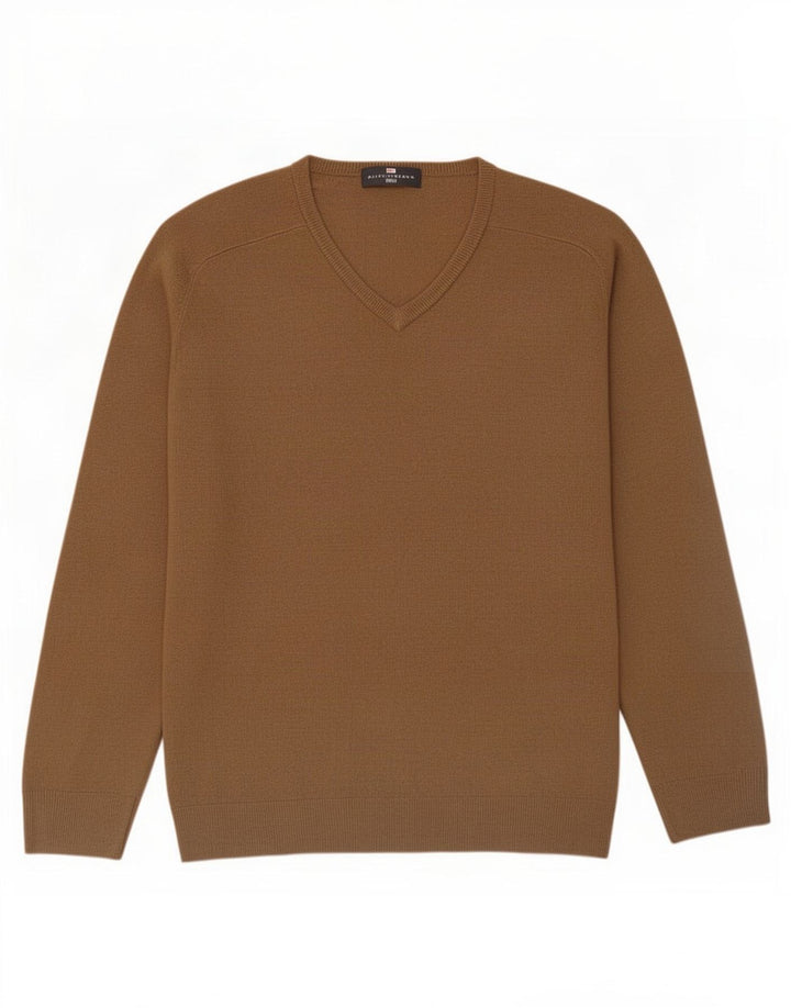Maglione da uomo con scollo a V blu Harbour Marks & Spencer marrone medio
