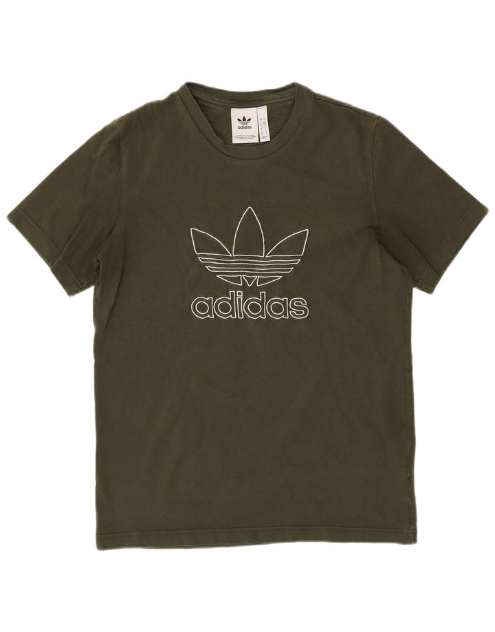 T-shirt grafica da uomo ADIDAS Top piccola in cotone kaki