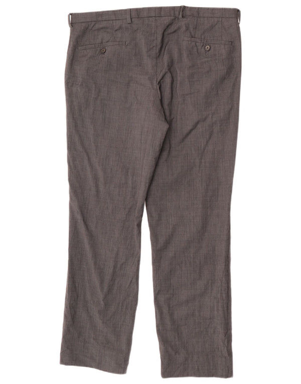 Pantaloni da abito dritti da uomo Hugo Boss IT 50 Large W35 L29 Lana vergine grigia