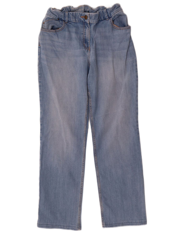 Jeans dritti a vita alta da donna Marks & Spencer UK 16 Large W32 L29 Blu