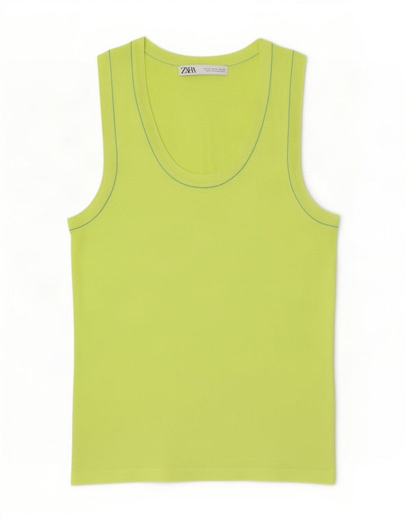 Canotta da donna Zara UK 12 in viscosa verde medio
