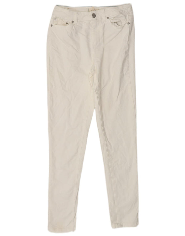 JOULES Jeans slim da donna UK 10 Small W27 L28 Cotone bianco